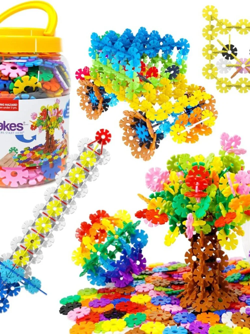 500 Piece Set, Ages 3+, Interlocking Plastic Disc Toy for Creative Building, Edu
